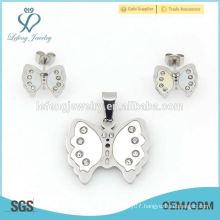Fine stainless steel butterfly shape jewelry,memory plain silver sets engagements china factory price